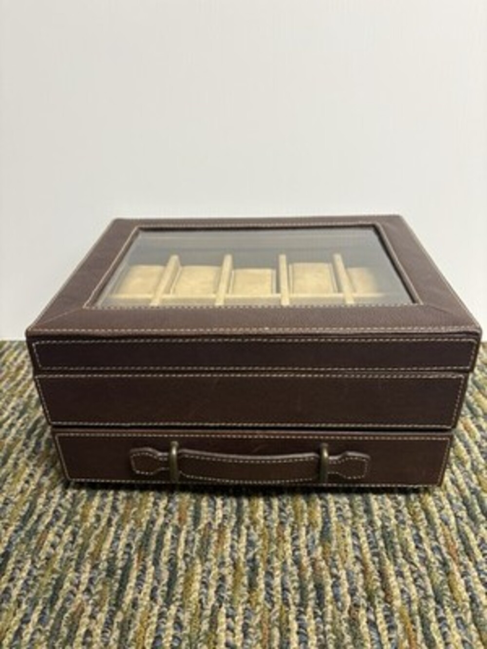 Fossil 10-Watch Storage Box Brown Leather Display Case Fossil Watch Jewelry Case